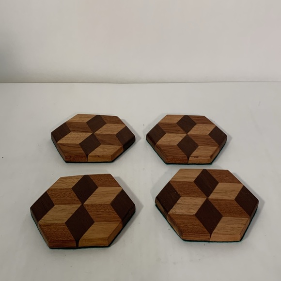 Handmade drink Coasters wooden set 4 - Picture 2 of 7